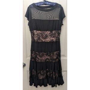NWOT R&M Richards Mesh and Lace Sequin Paneling Cocktail Dress